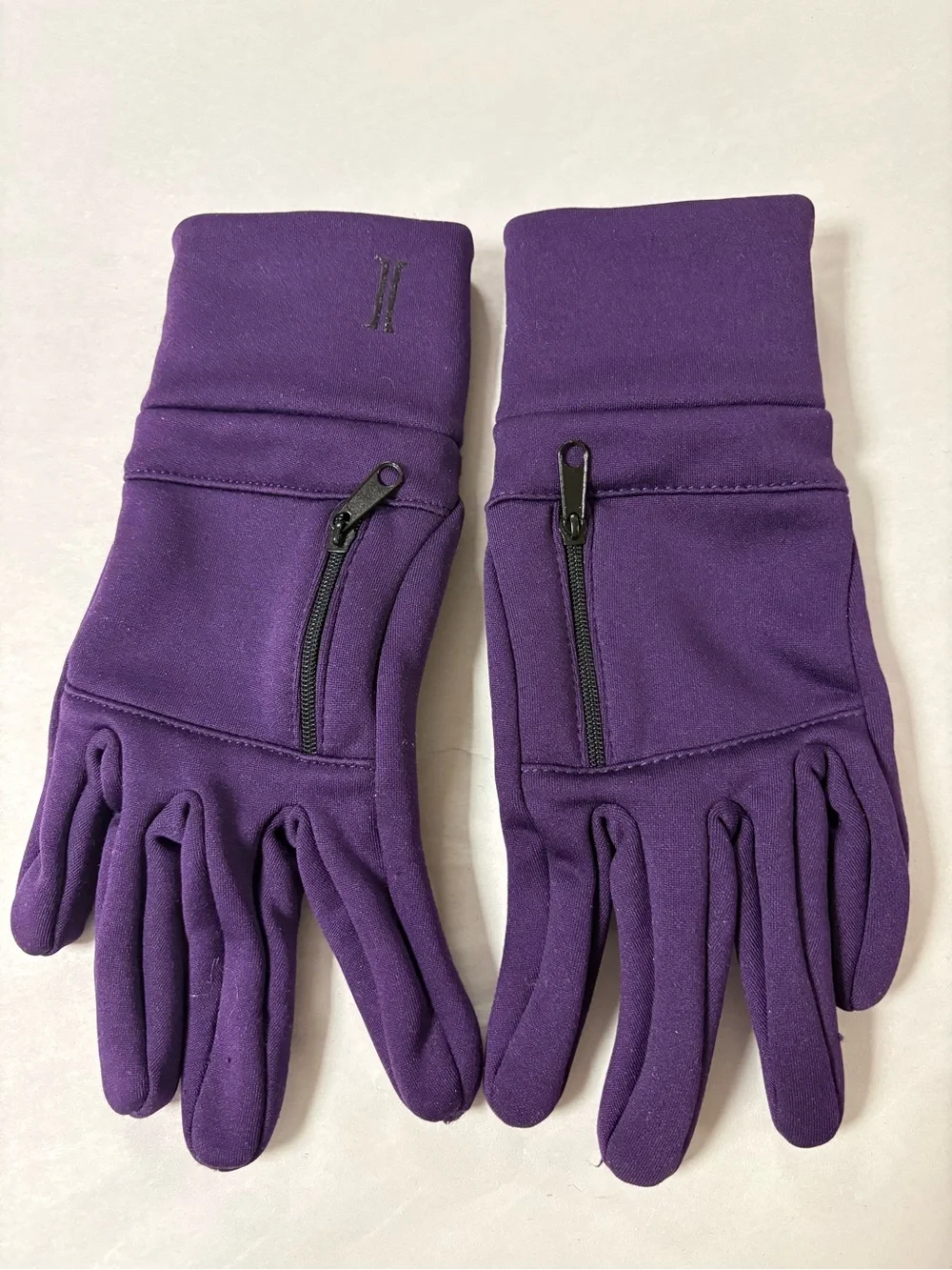 Purple Tech Gloves with Zip Pocket Lined Stretch Size M/L